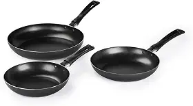 Kit de Frigideiras Rochedo Basic 3 Peças - 18cm, 20cm e 24cm - Antiaderente Durável, Fácil de Limpar e Compatível com Fogões a Gás e Elétricos
