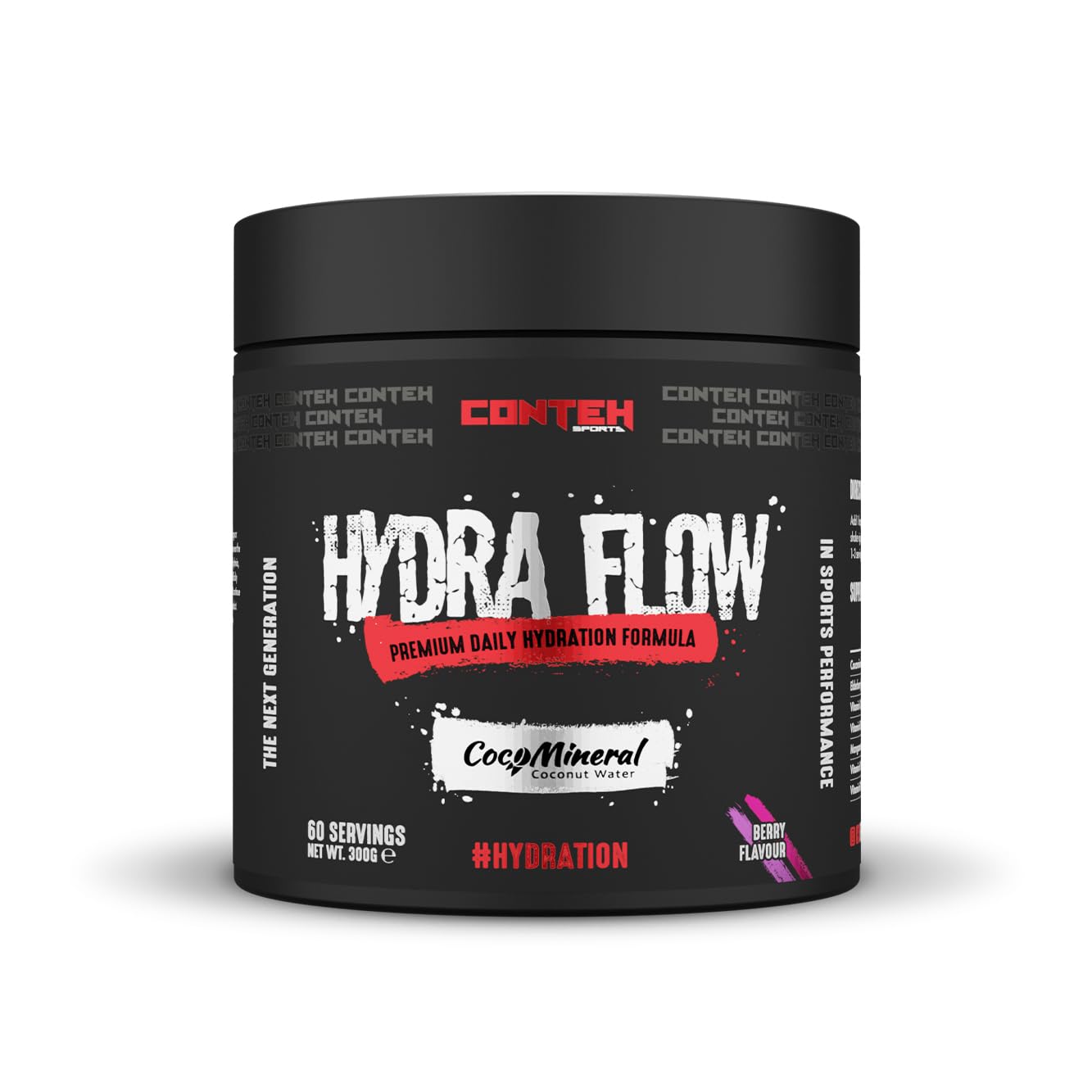 Hydra Flow Electrolyte Powder with CocoMineral® | Premium Daily Hydration Supplement | Replenish Electrolytes & Vitamins | Coconut Water Extract | 30 Servings | Post-Workout & Daily Use (Berry)