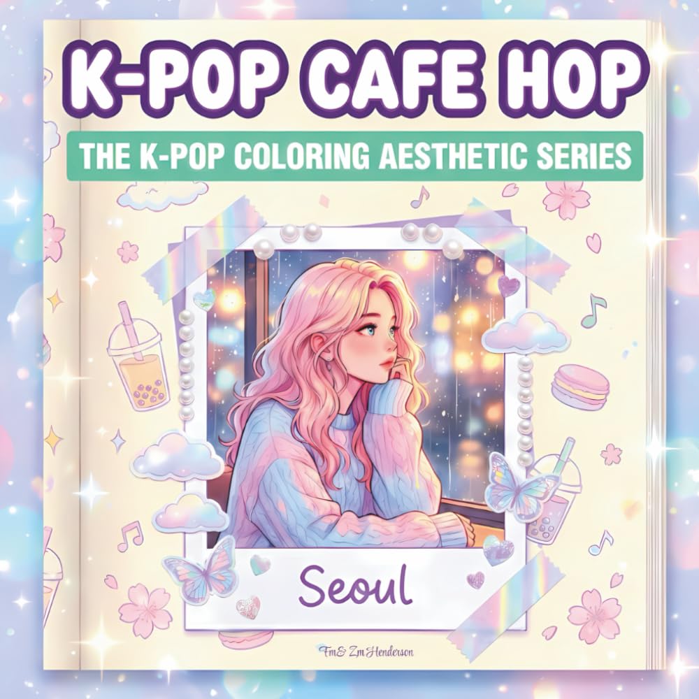 K-POP CAFE HOP: Aesthetic Coloring Book for Adults, Teens, & Tweens | Featuring Idol Fashion, Fandom, & Seoul Cafe Vibes (The K-POP Aesthetic Coloring Series)