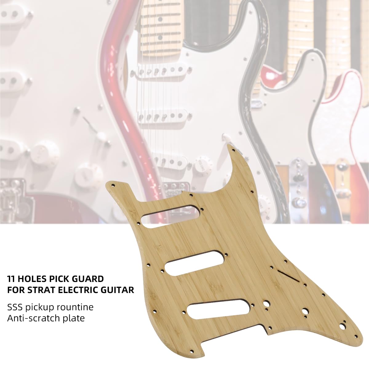 Amazon | Domofa Bamboo SSS Strat Electrick ギター ピックガード