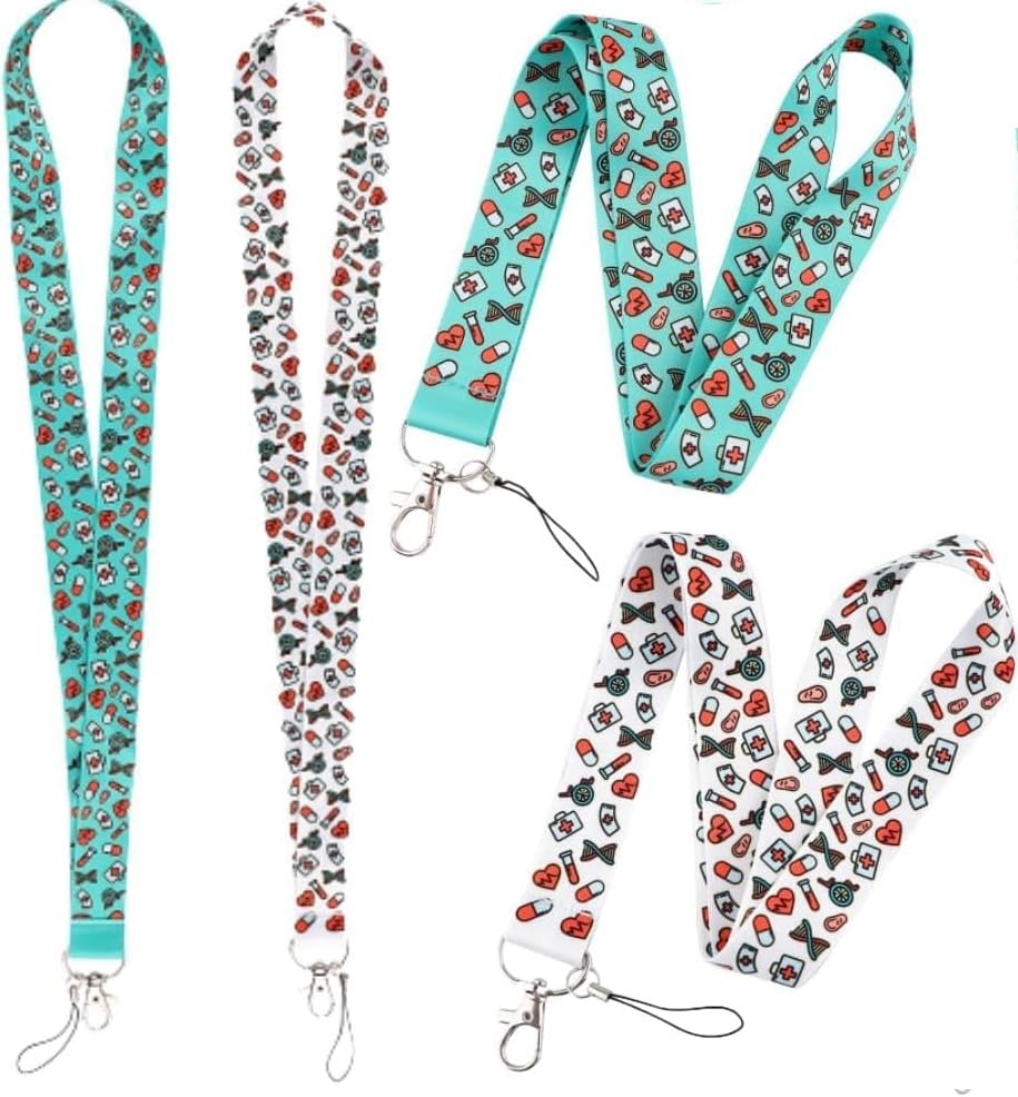 BIVOFU 2 X Id Lanyards, Lanyard Cute Pattern, Strap Badge Lanyards, Lanyard with Key Chain, Umhängeband Mit Schlüsselbund, Stilvolles Lanyard Mit Sicherem Clip Und Sanitärinstrument Design