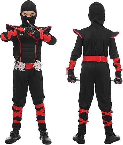 Miniatura 3 de Kids Ninja Costumes Set Halloween Ninja Cosplay Costume with Luxury Ninjas Accessories Toys for Boys Girls