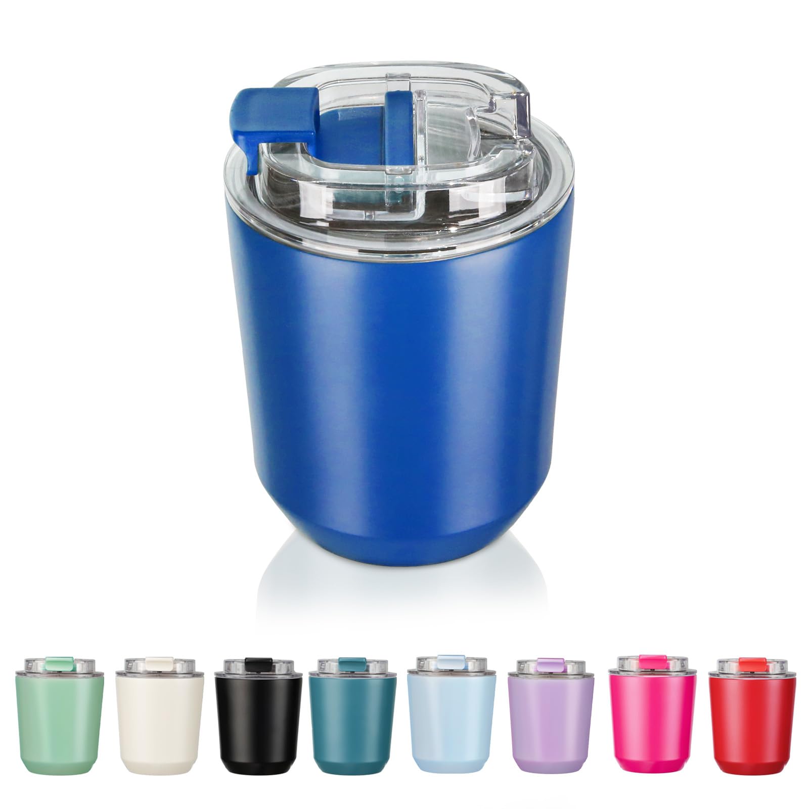 Puraville Insulated Tumblers with Lid, 10 oz Travel Coffee Mug Stainless Steel Vacuum Cup, Leak Proof Reusable Double Walled Coffee Tumbler for Iced and Hot Drinks, Klein Blue