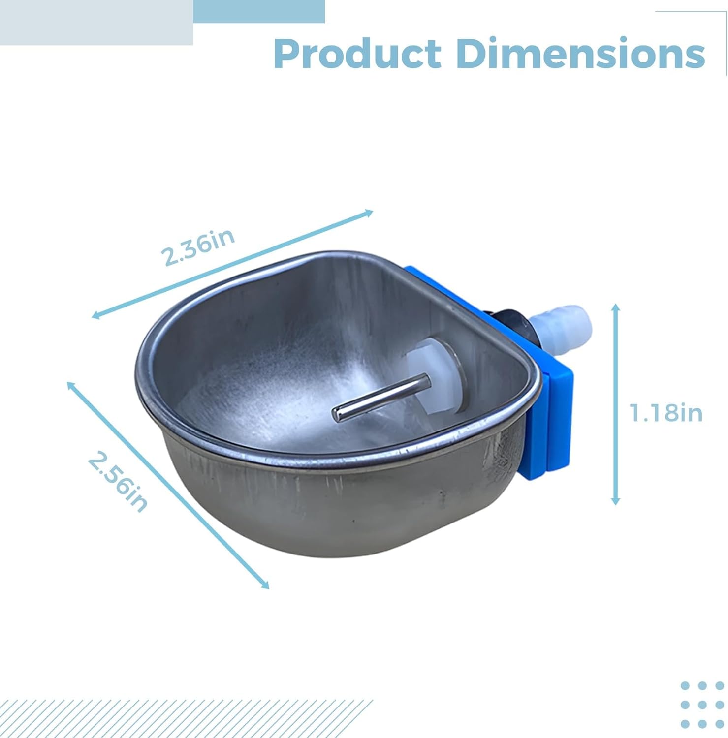 Rabbit Water Dispenser, 6 Pcs Automatic Bunny Waterer, Stainless Steel Bowl, No-Drip Design, 2.6 in Bowl, Easy Install, Keep Dry