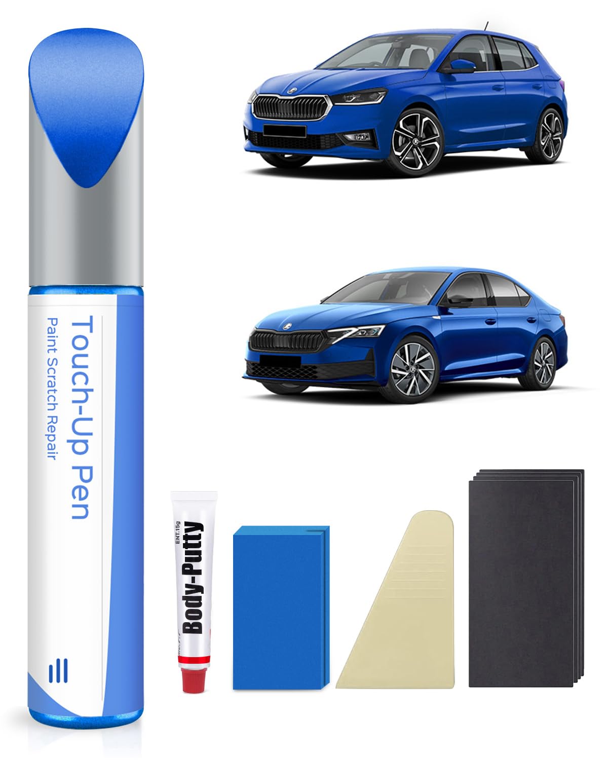 8X8X/ F5W Race Blau Metallic Lackstift Kit Kompatibel mit Skoda Exakte Übereinstimmung für Chips und Kratzer