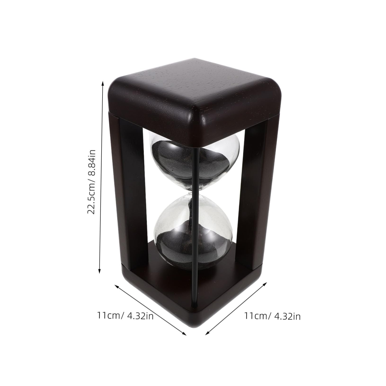 Temporizador de Reloj de Arena Negro de Vidrio y Madera