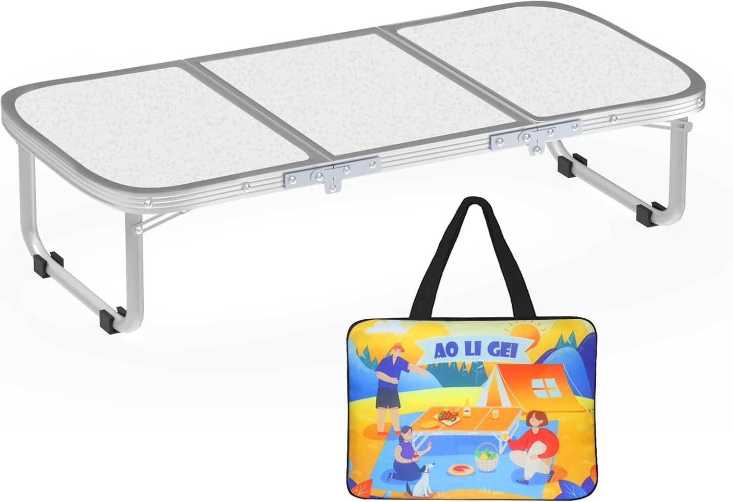 Folding Camping Table Small with Storage Bag,Adjustable Height Portable Picnic Table,Upgraded Thickening Lightweight Outdoor Table Aluminum Legs (Sliver:15.7"x35.4", Height:10.6") Height:10.6" Sliver