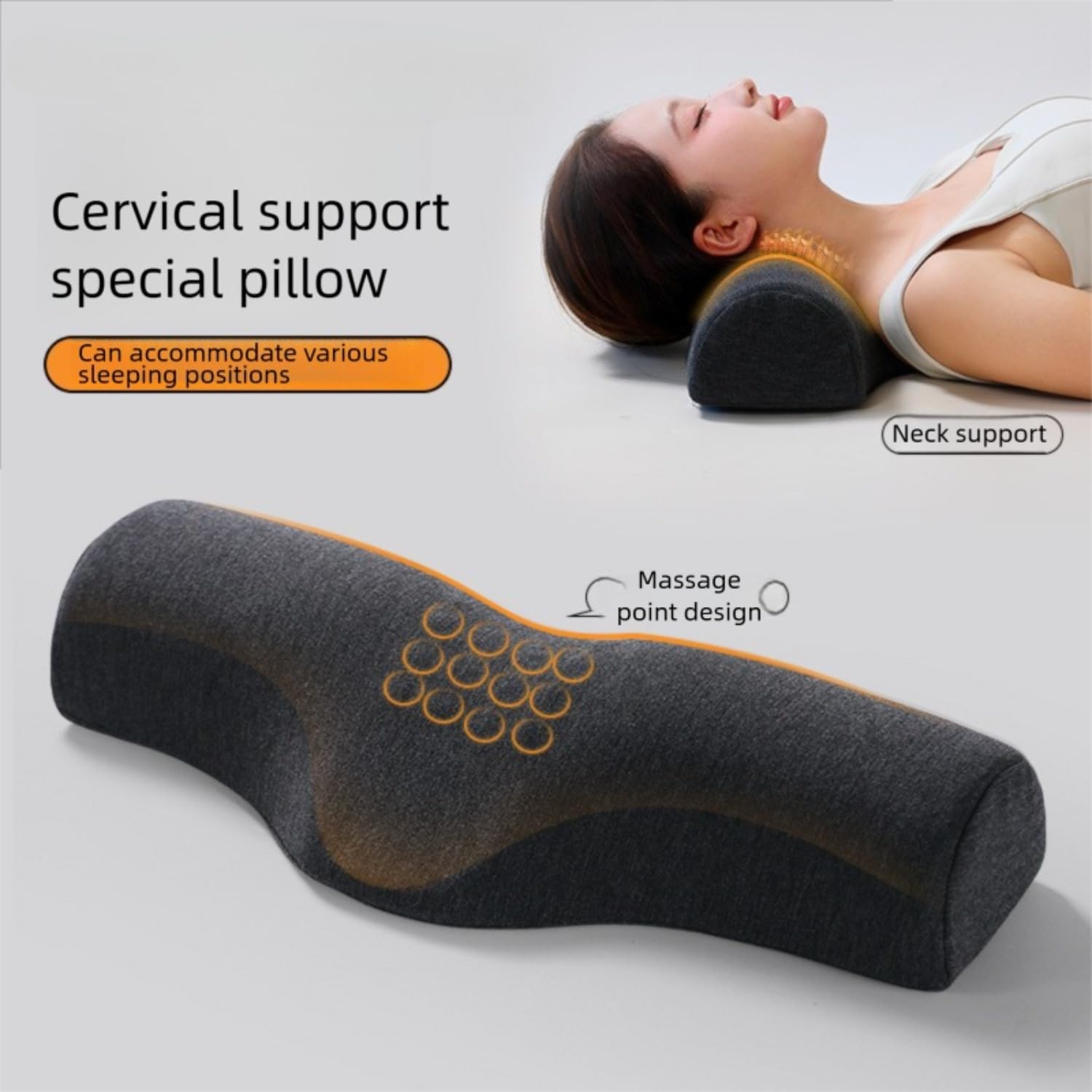 Rocky Green Ergonomisches Nackenkissen, Memory-Schaum mit Massagepunkten, unterstützt mehrere Schlafpositionen, 50 x 21 x 9 cm, für Komfort und Entspannung