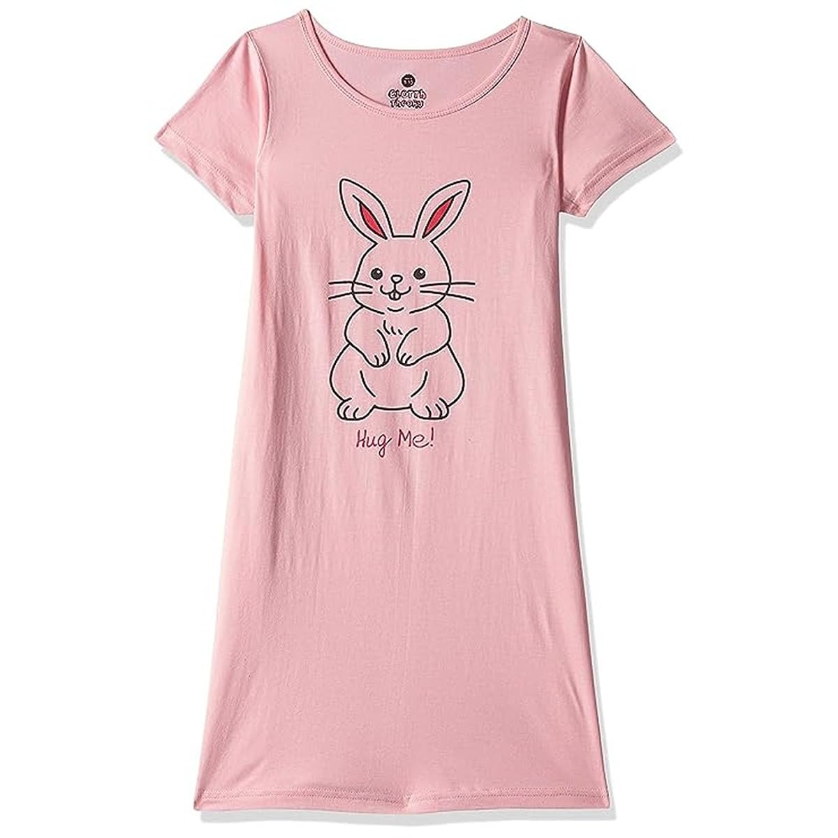 Cloth Theory Cotton Knee Length Girls T-Shirt Nightdress Regular Nightgown (CTGSW_023_Pink & Mint_9-10 Years) - Image 4 thumbnail