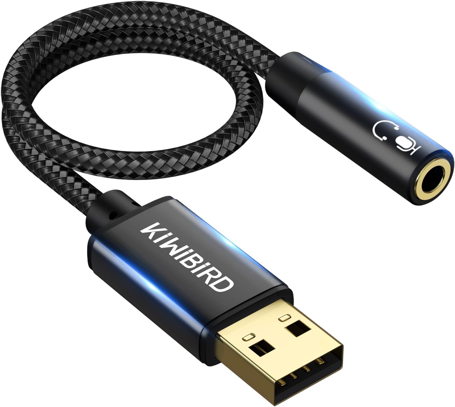 KiwiBird USB auf 3,5mm Klinke Audio Adapter, USB Kopfhörer und Mikrofon Adapter, Headset Aux auf