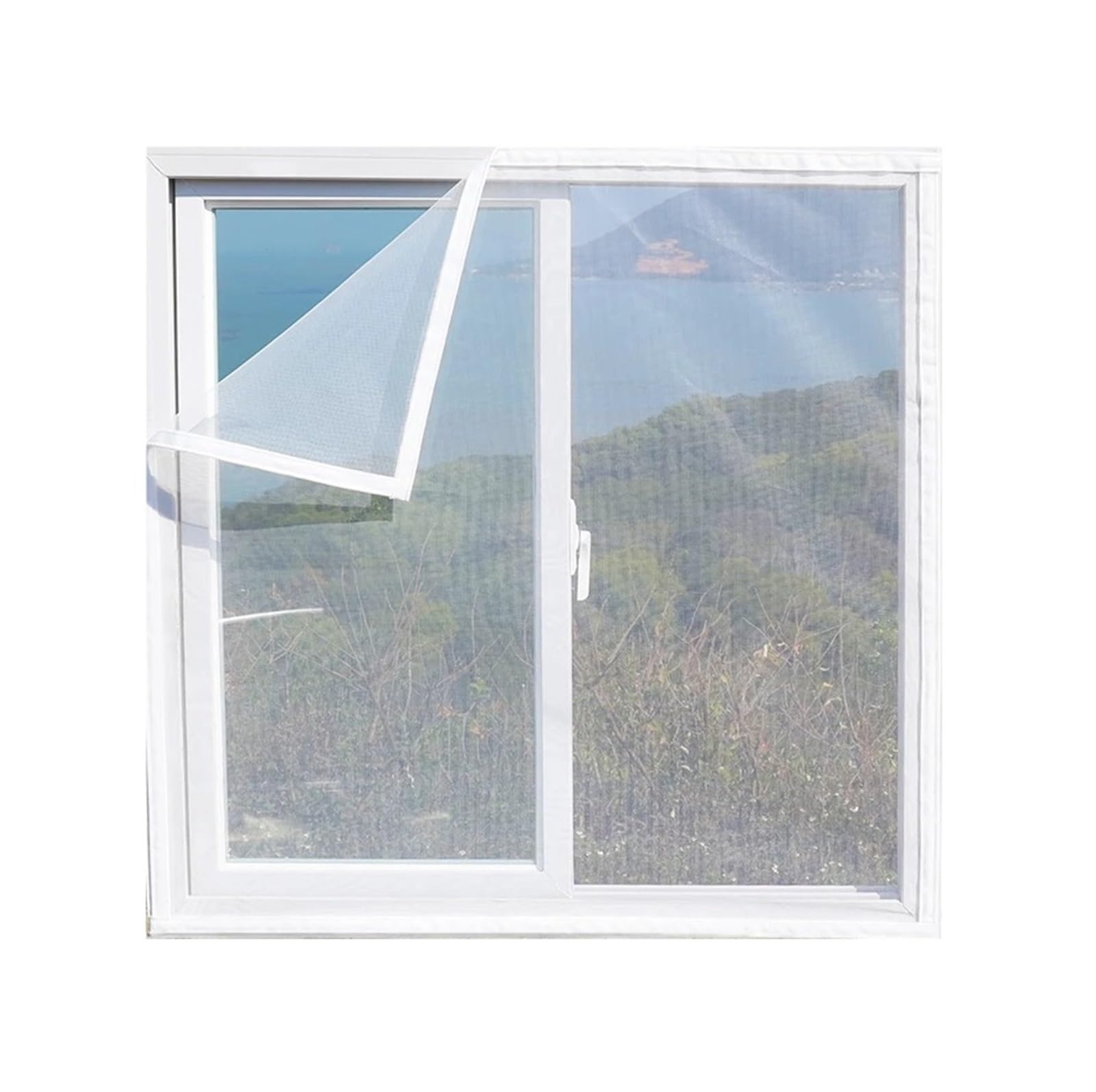 1PC Invisible Enhanced Protection Mosquito Insect Window/Door Screens Hook and Loop No Drill(White-Width 130cm,Height 110cm)