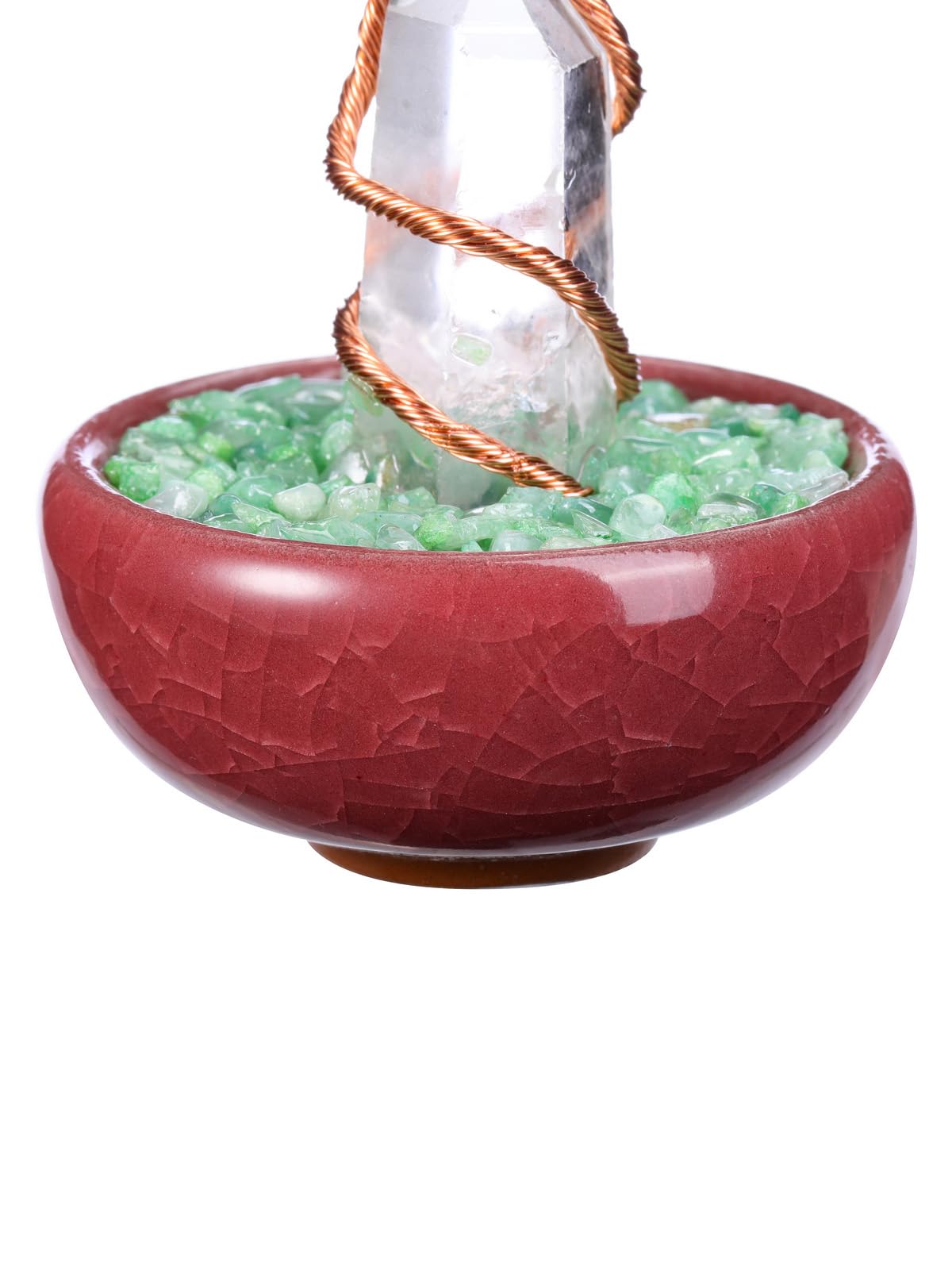 JOVIVI Albero della Vita Soprammobile in Pietra Naturale con Bacchetta di Cristallo Feng Shui Albero Portafortuna Torre Cristallo Curavito Reiki Guarigione Vaso Ceramica Decorazione Interni - 7 Chakra