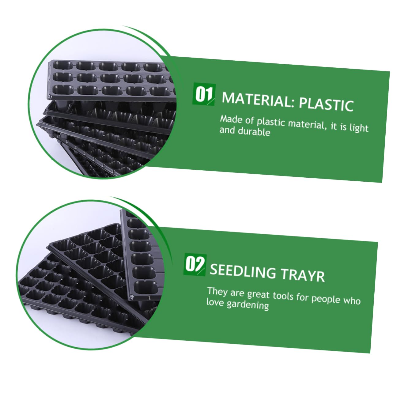 HANABASS Lot de 10 Plateaux de Semis en Plastique, Plateau de Culture pour Plantes, Économise l'eau et Résistant la Sécheresse, pour Travaux de Jardin