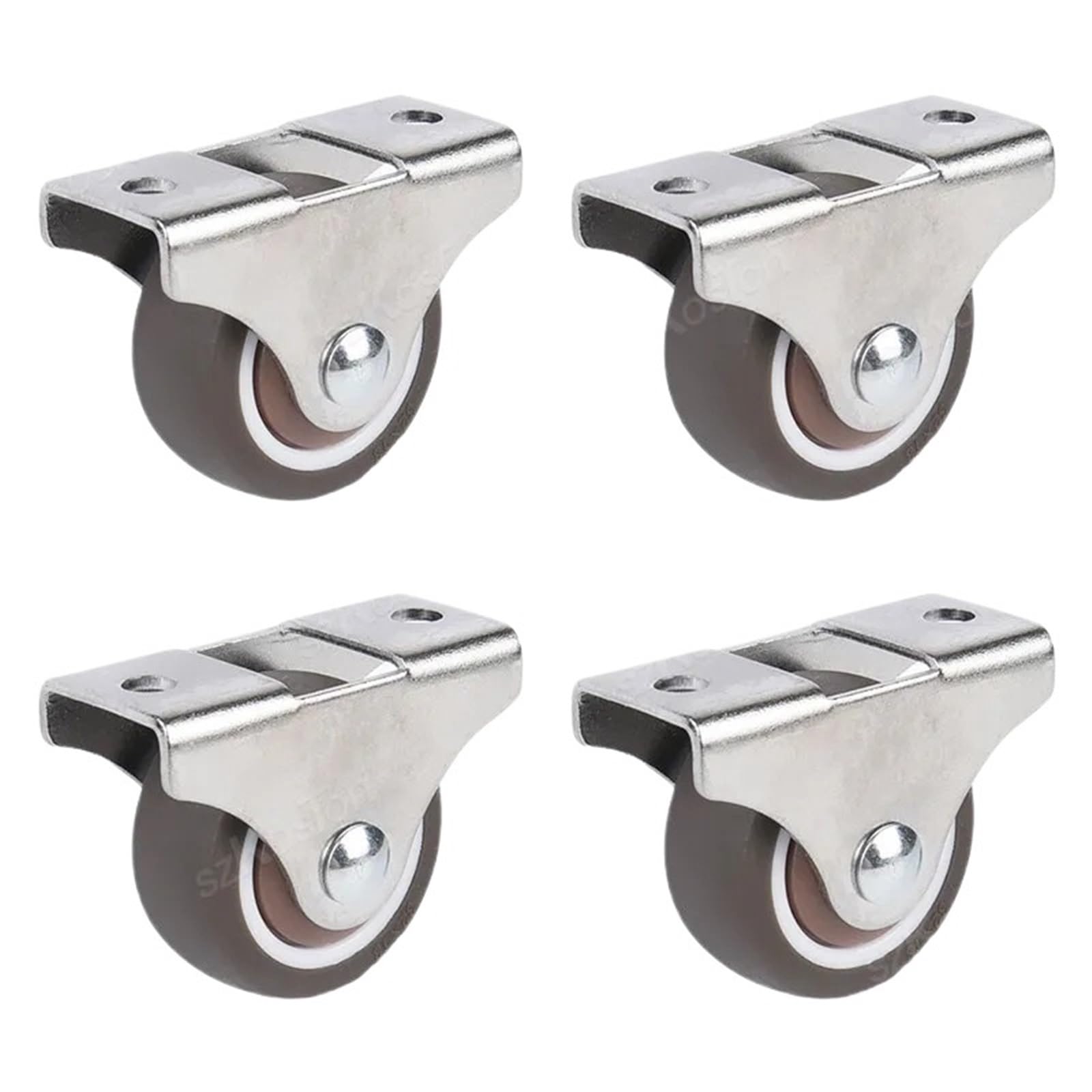 4 pièces 1 pouce petites roulettes profil bas roue en caoutchouc souple roulette Mini rigide silencieuse roulette for tiroir de chariot(8pcs-screw)