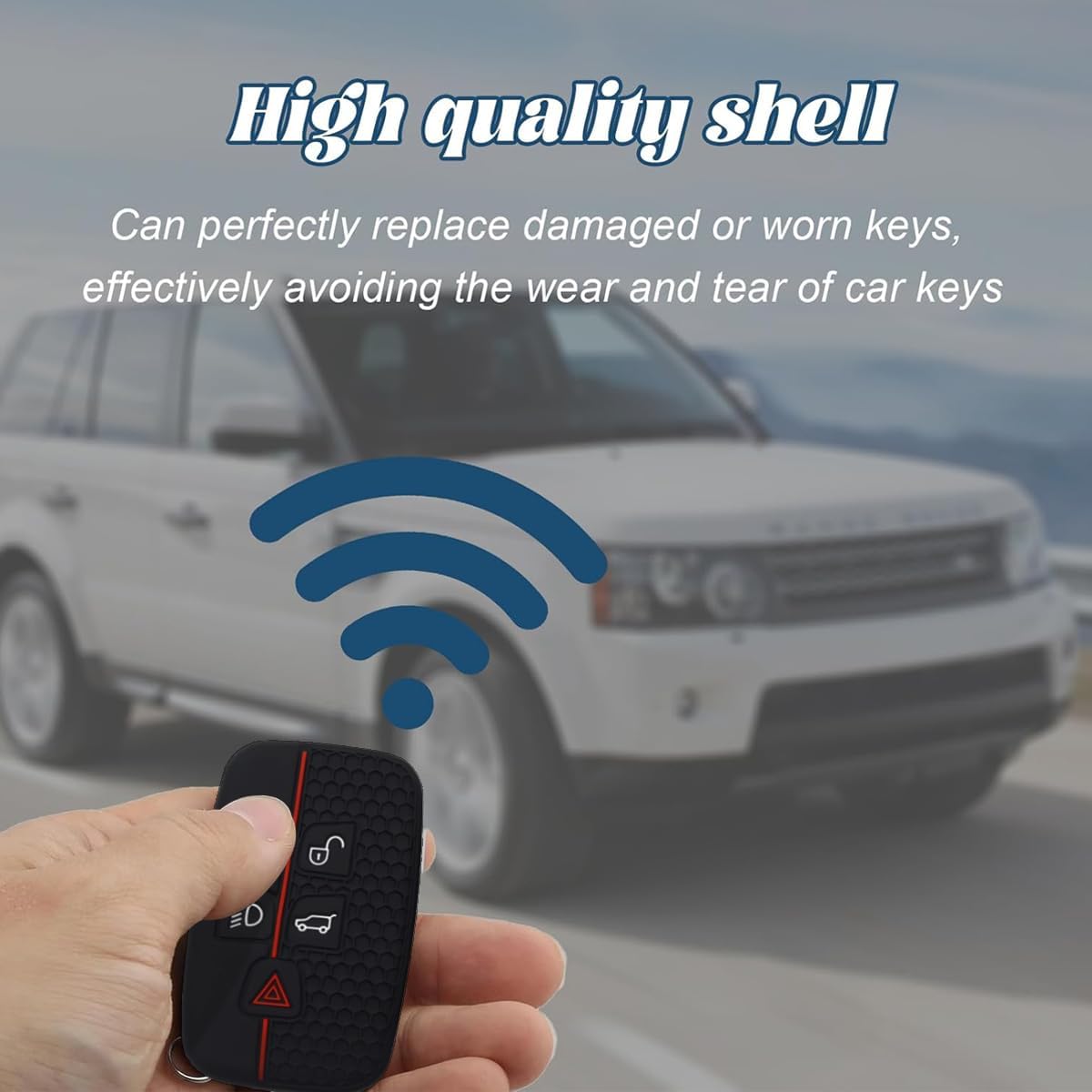 Car Key Fob Cover for Range Rover, 5 Buttons Silicone Protective Key Case Compatible with Range Rover Sport Evoque Land Rover Discovery 4 Freelander Jaguar XE XJ XJL XF Keyless Remote image 5