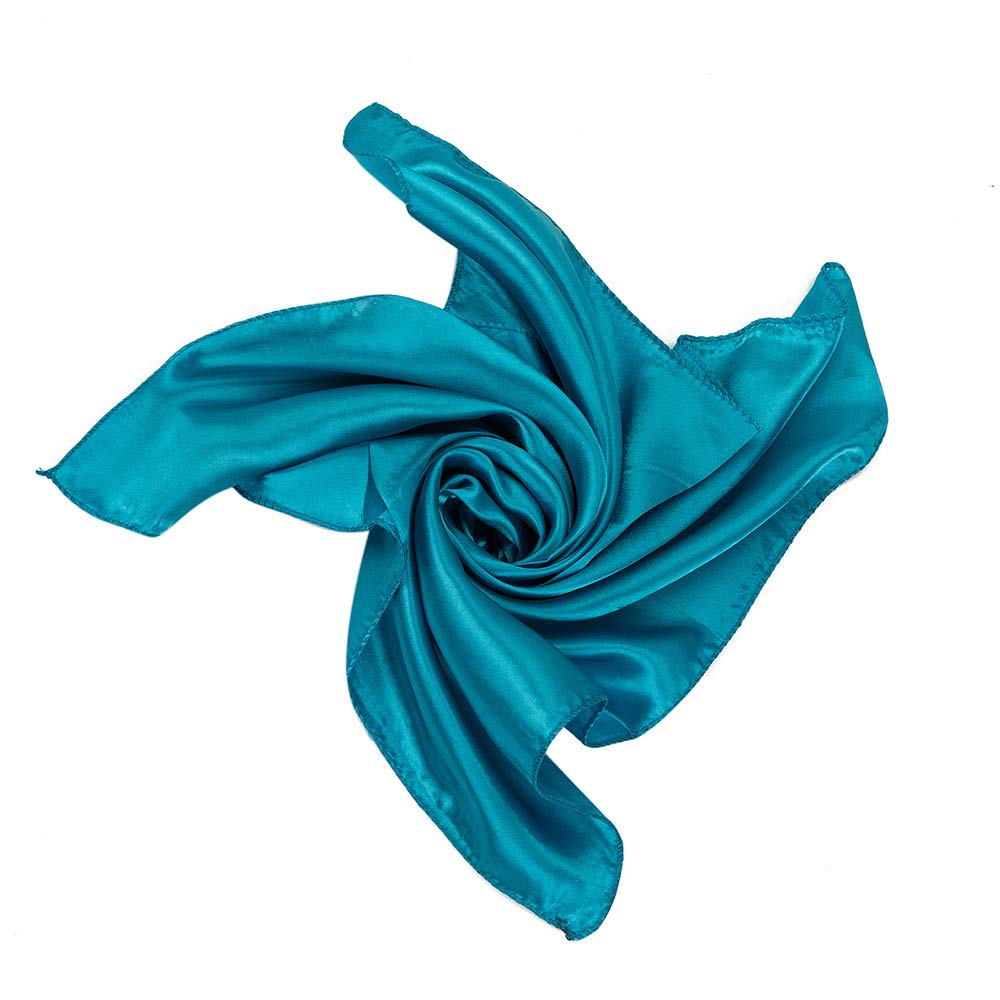 Satin Silk Large 90cm X 90cm Square Plain Nautical Head Neck Scarfs Wrap (Teal)