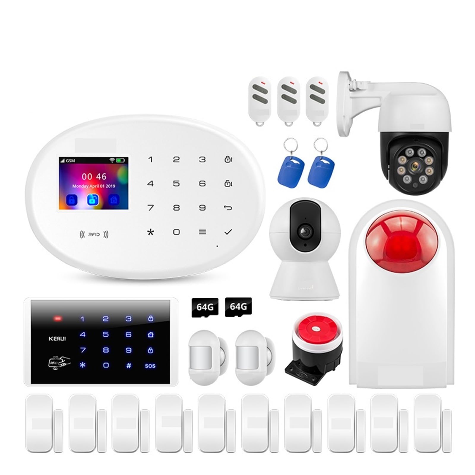 Sensor de Movimiento Elegante la Etiqueta PIR del ladrón RFID Tuya Las alarmas Seguridad hogar Alarma 4G gsm(Kit 2)
