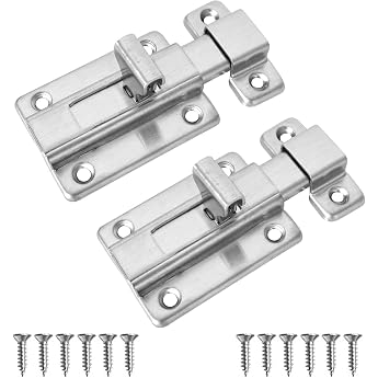 Pack of 2 Stainless Steel Sliding Lock Door Bolt Sliding Bolt 2 Inch Security Door Bolt Door Lock with Latch Easy Assembly Door Latch Door Latch Door Locks for Garden Gate Bathroom Shed Toilet