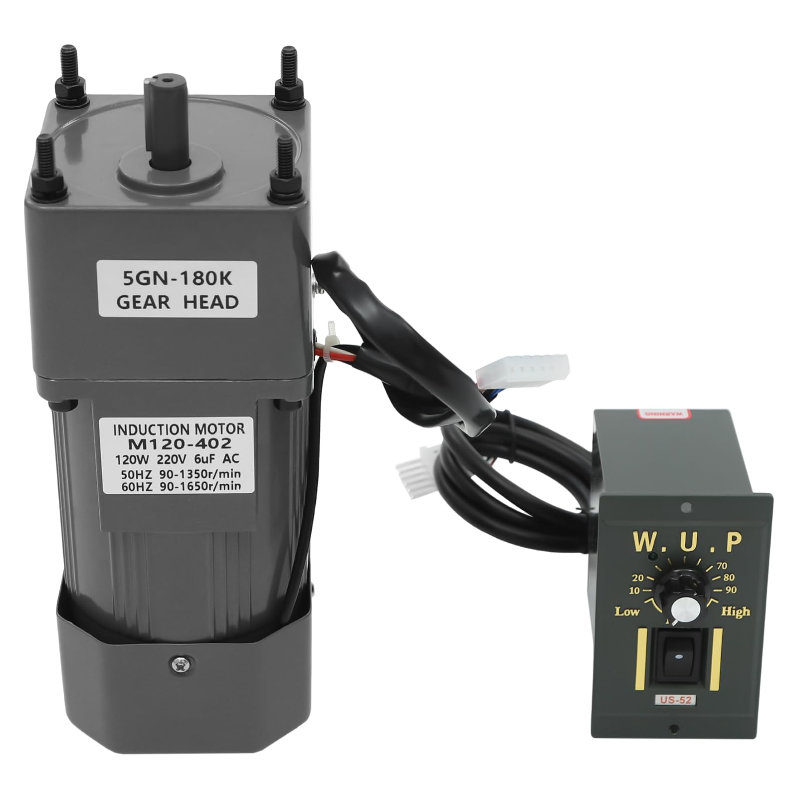 Motores de Velocidad Ajustable, 1 Fase, Motorreductor Eléctrico, Motor de Engranajes de Corriente Alterna, Con Reductor, Regulador de Velocidad Equipado, Corriente Alterna 220 V CA (120W 180K)