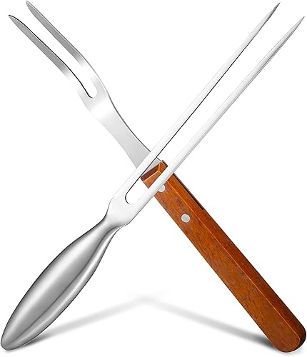GANAZONO 2 tenedores de tallado para carne, tenedor de acero inoxidable, tenedor de 2 puntas, tenedor de barbacoa de 2 puntas, tenedor de cocina con GANAZONO 2 tenedores de tallado para carne, tenedor de acero inoxidable, tenedor de 2 puntas, tenedor de barbacoa de 2 puntas, tenedor de cocina con