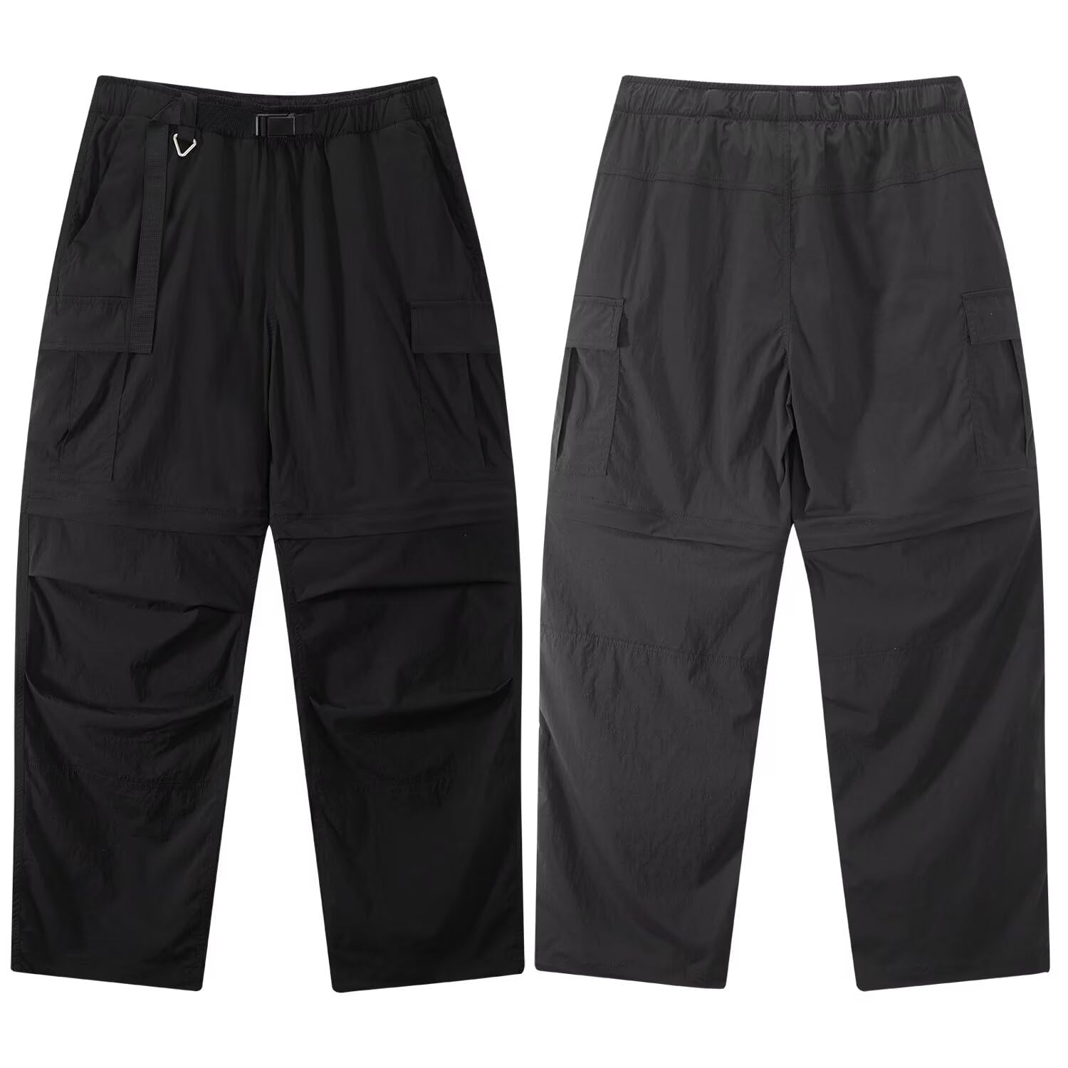 FLYGAGA Pantalones de senderismo para mujer, con cremallera, desmontables, pantalones cortos de verano con cinturón, ligeros, de secado rápido, transpirables, pantalones de trekking, pantalones