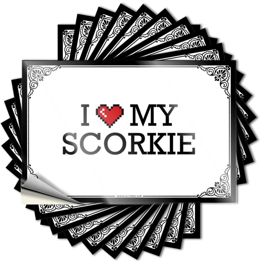 Man CABE Decor Sweet Sticker - I Love My Scorkie Removable Decal Tumbler Easy Peel for Farmers(8X12CM)