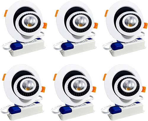 Zabalar Paquete de 6 luces LED de 4 pulgadas, 8 W, interruptor por botón de encendidoapagado, lámpara de techo empotrada de aluminio con