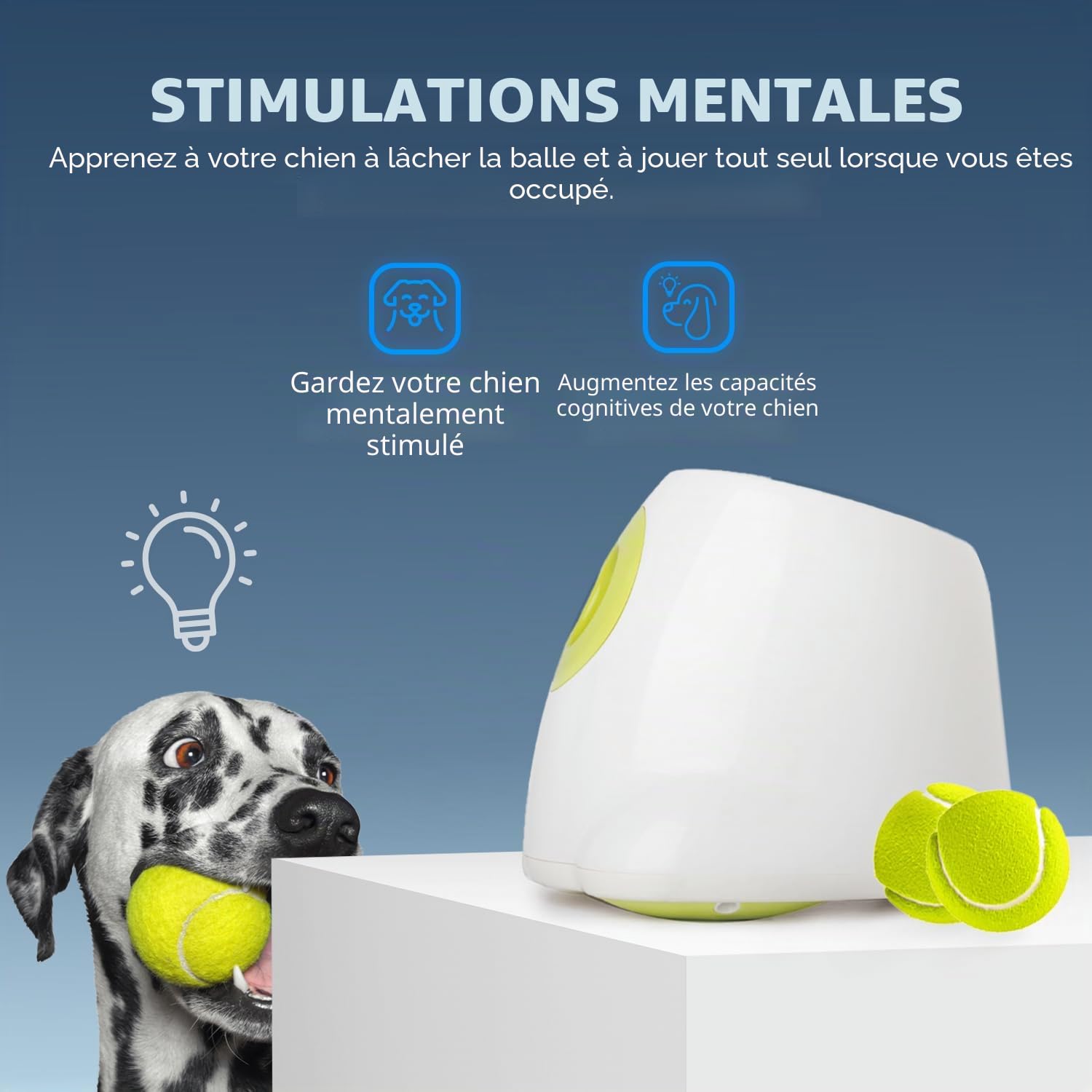 ALL FOR PAWS Ultimates Jouet de Lancer pour Chiens, Lance-Balle Automatique interactif, Machine à Lancer de balles de Tennis pour Chiens de Grande Taille et Grands, 3 balles incluses