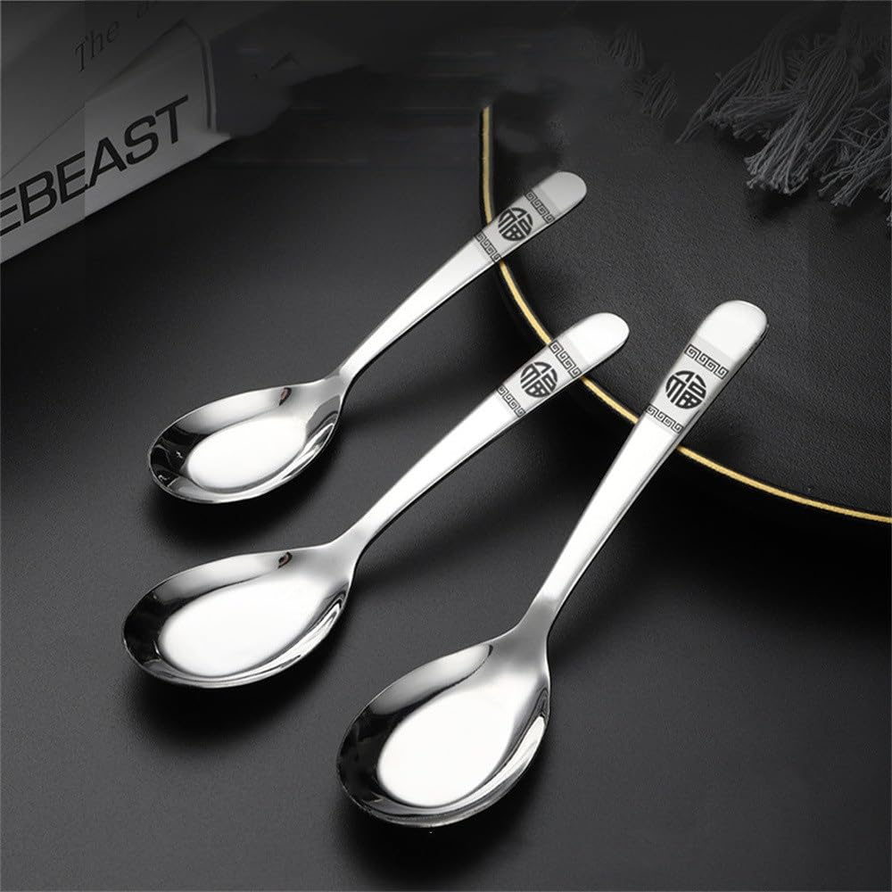 Löffel-Besteck-Set Haushalts-Erwachsenen-Kinder-Abendessen-Rührlöffel für Einfache Reinigung(17.8x4.2cm)