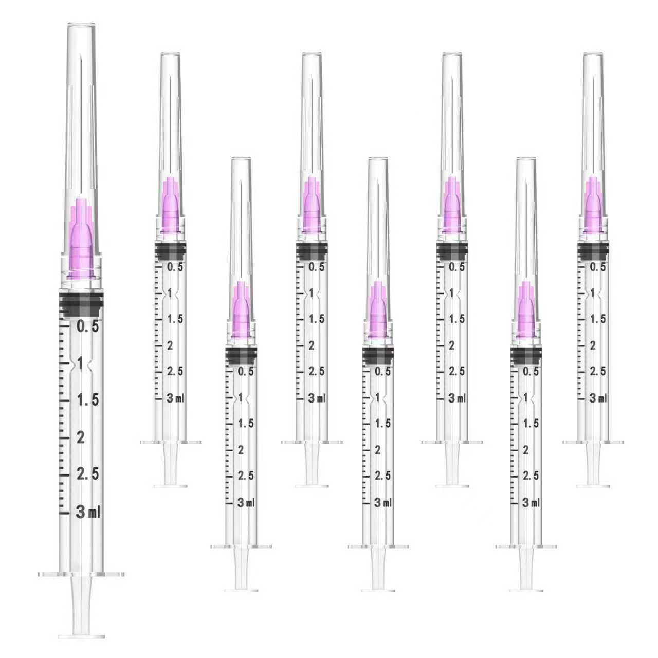 Paquete de 100 jeringas desechables Luer Lock de 3 ml con agujas de punta roma de 18 Ga de 1.5 pulgadas, selladas individualmente