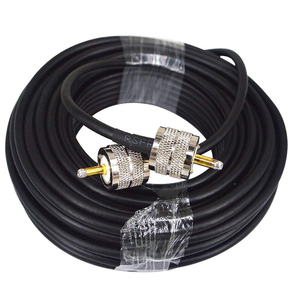 Câble UHF Mâle vers Mâle 15 Mètres Câble PL259 RG58 50 Ohms Blindé Basse Perte pour Antenne Radio Amateur CB Installation Mobile Camion 4x4 Station de Base Test SWR