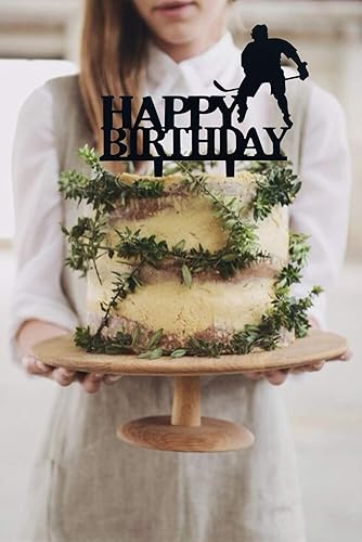 Miniatura 2 de Decoración para tartas de hockey sobre hielo, acrílico, negro, para decoración de fiesta de cumpleaños para baby shower o para niños, padre/hombres,