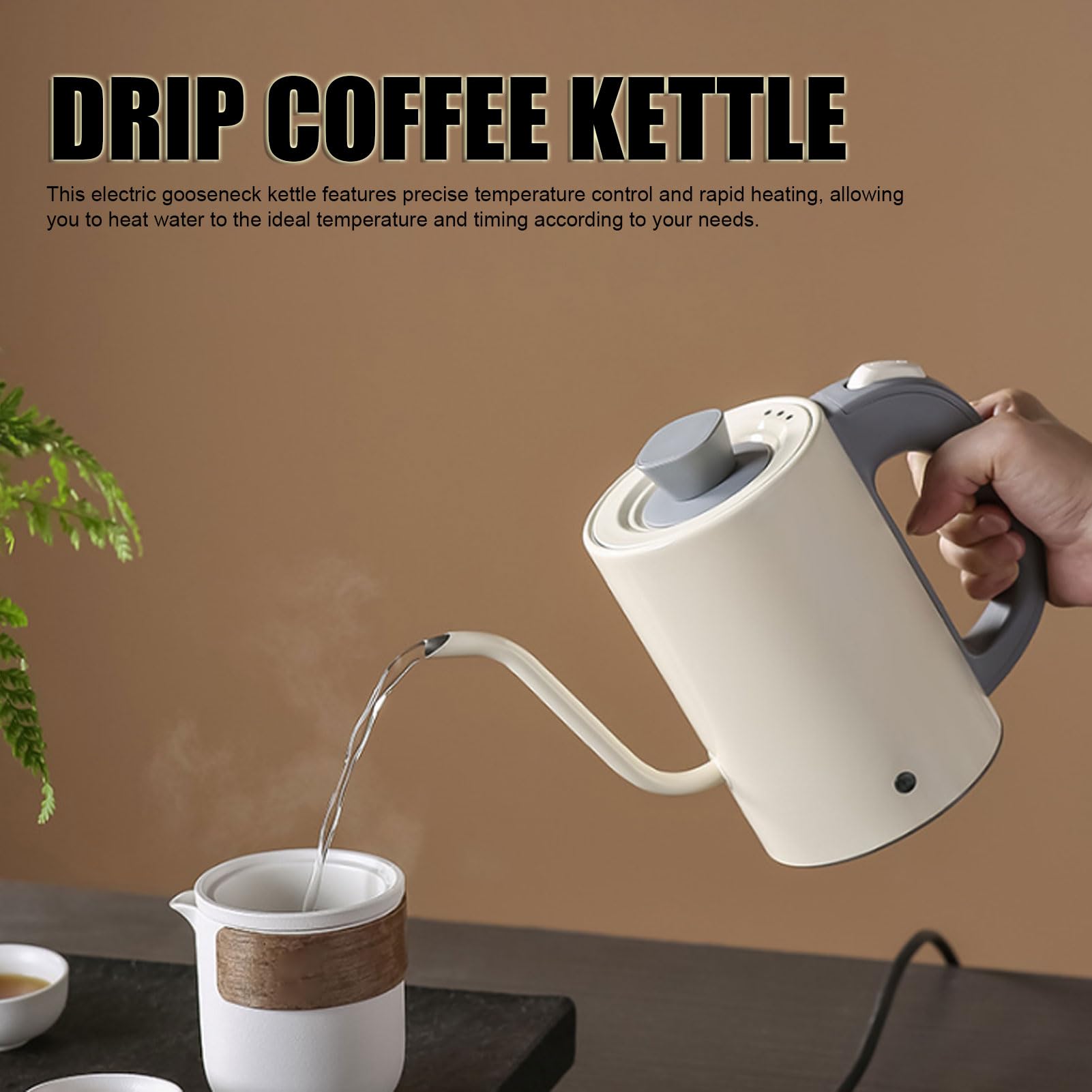 Fockety Hervidor Eléctrico con Cuello de Cisne, Hervidor de Agua de Acero Inoxidable de 800 Ml, de té de 600 W con Control Preciso de Temperatura y Mango Ergonómico para café (Enchufe europeo 220V)