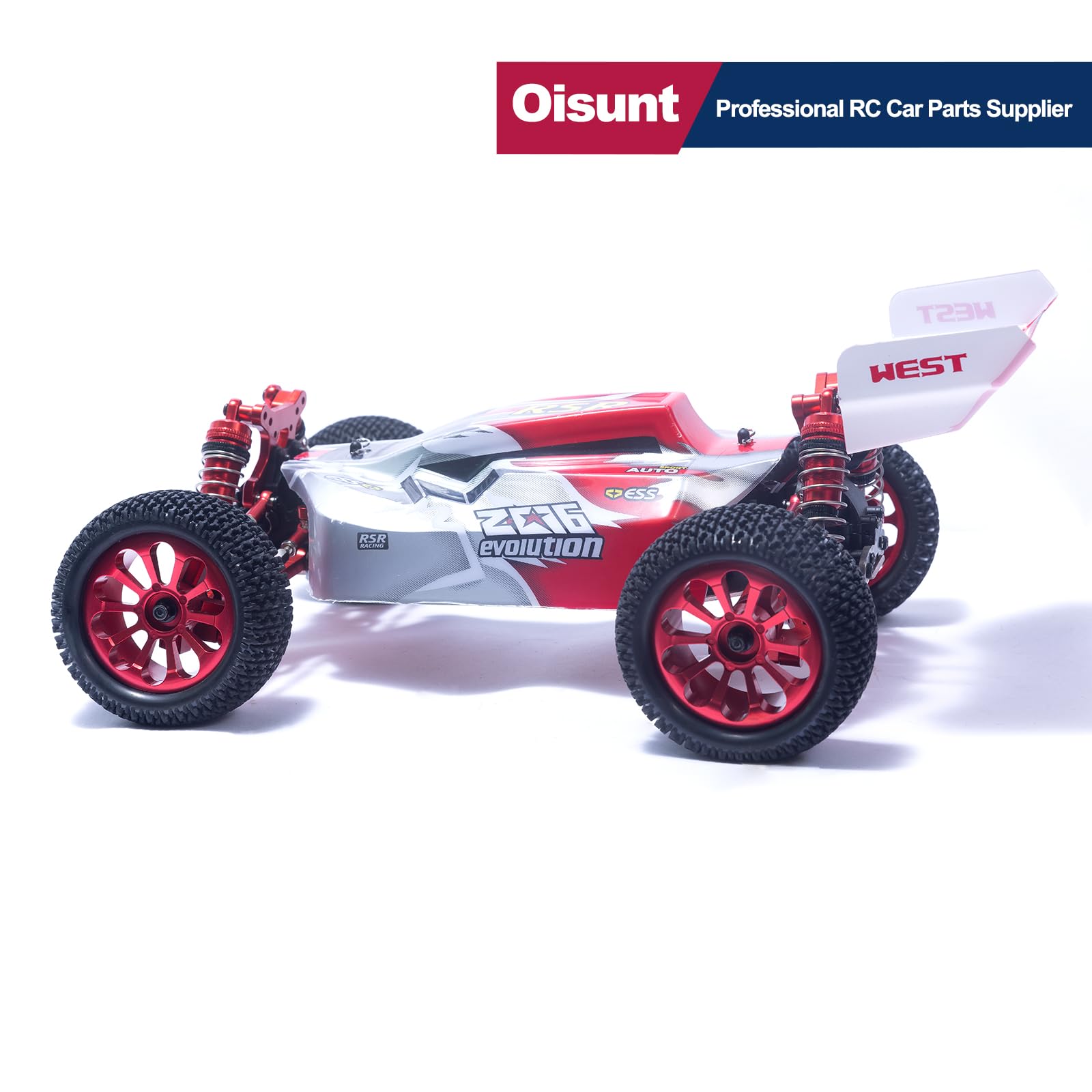 Oisunt 12mm Hex RC Metal Aluminium Wheels&Tires, 3 inch Overall Diameter, 1/10 1/14 1/16th RC Tire Set for Hyper Go/Wltoys/HAIBOXING/BEZGAR/Jetwood(Red)