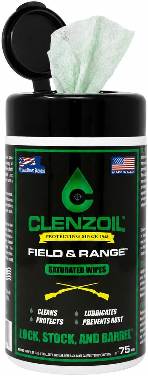 CLENZOIL Field & Range Single-Use Saturated Gun Oil Wipe Packets | Individual CLP Wipes | One-Step Gun Cleaning Oil & Lubricant Field Wipes for Hunting