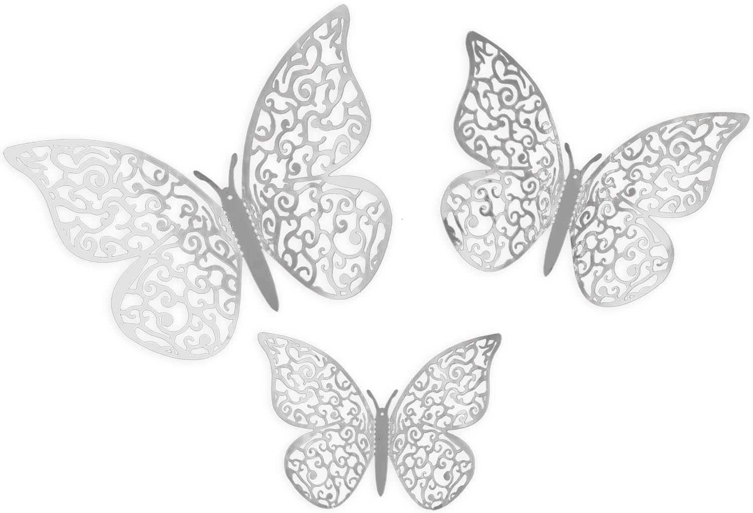 Oaktree Silver 3D Adhesive Butterflies Stickers X 12