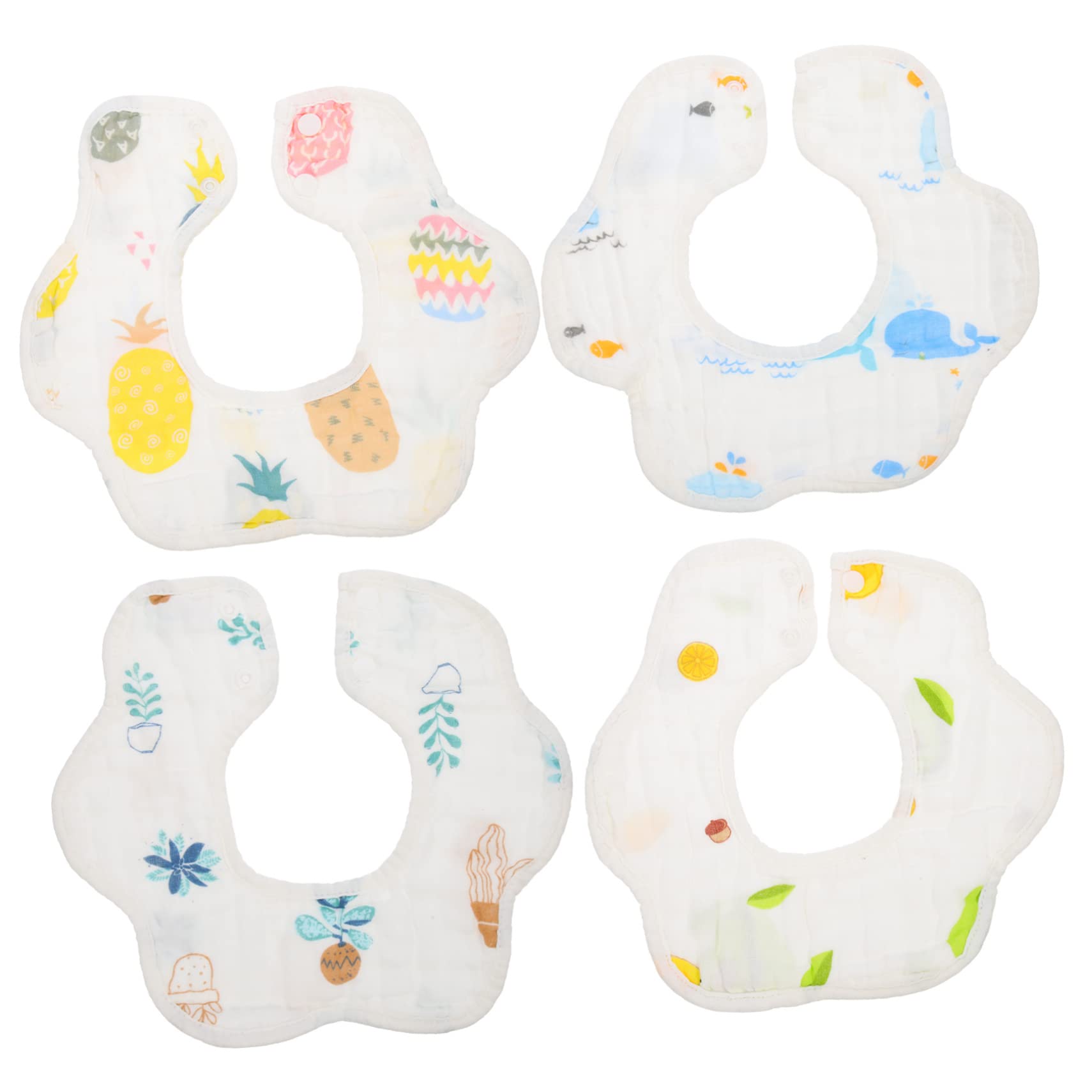 Abaodam Lot De 3 Bavoirs En Coton Pour Bébé Absorbants Et Robustes Rotatifs Pour Nouveau-nés Et Tout-petits 4 Pièces X 3