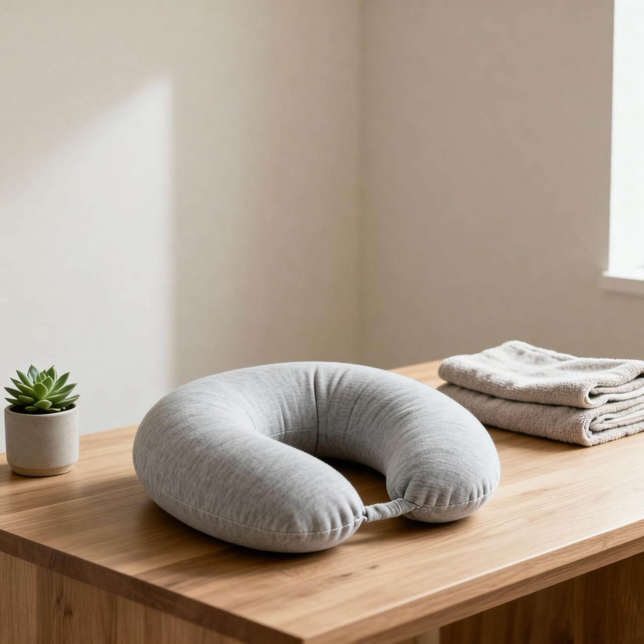 GC GAVENO CAVAILIA Travel Pillow For Neck Support - 100% Polyester Neck Pillow with Removable Cover - Adjustable Airplane Pillow - Neck Cushion for Sleeping, Bus, Car, Train - (104x35x20 cm),Grey