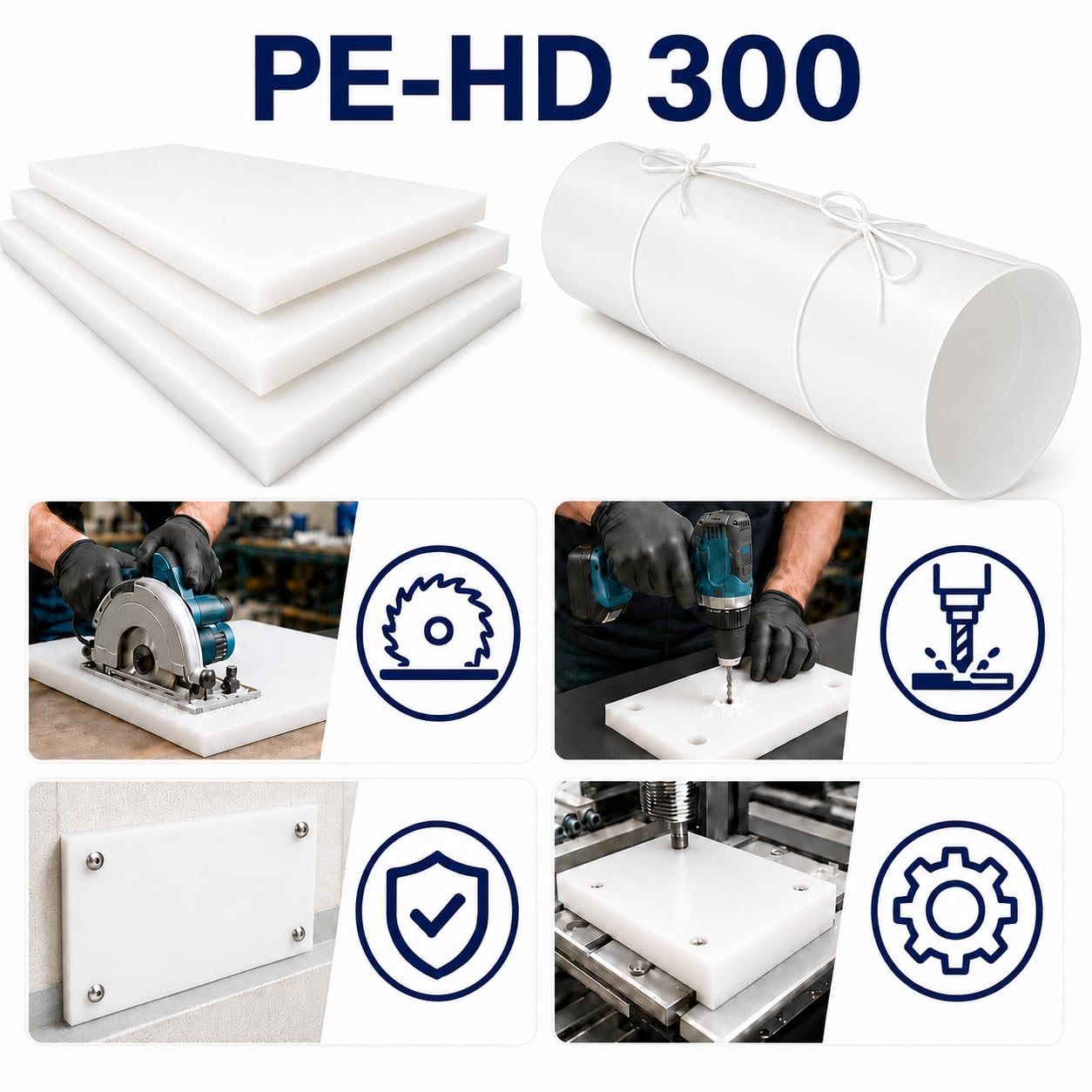 PE-HD Polyethylen Kunststoffplatte 1-30 mm weiß Natur verschiedene Formate (3,0 mm, 1000 x 495 mm)