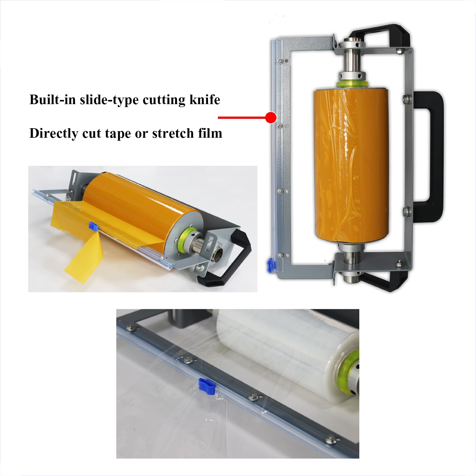 Machine d'emballage De Film Portable, Coupe-Emballage De Ruban Extra Large Ou De Film Étirable Extra Étroit, Conception À 3 Poignées, Adaptée Au Ruban Ou Au Film Étirable dans Les 25 Cm