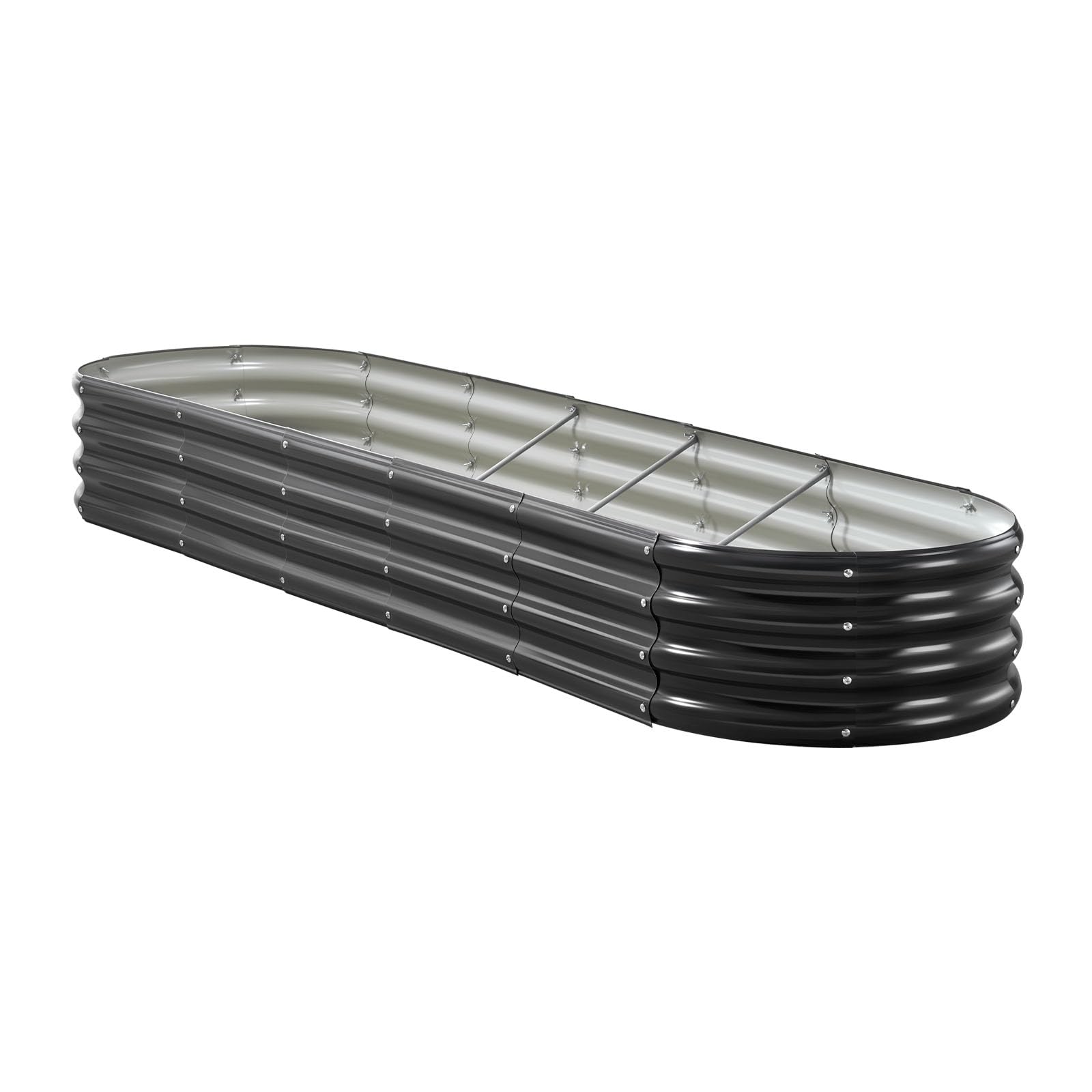 VEVOR Łóżko ogrodowe ze stali ocynkowanej 2400 x 600 x 290 mm, z otwartym dnem, duża podwyższona grządka do uprawy warzyw, kwiatów, ziół aromatycznych i sukulentów, ciemnoszary