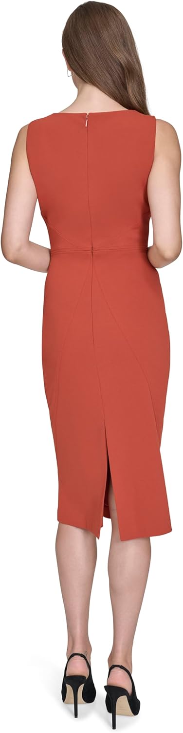 HALSTON Womens Sleeveless Round Neck Midi Dress - Image 4
