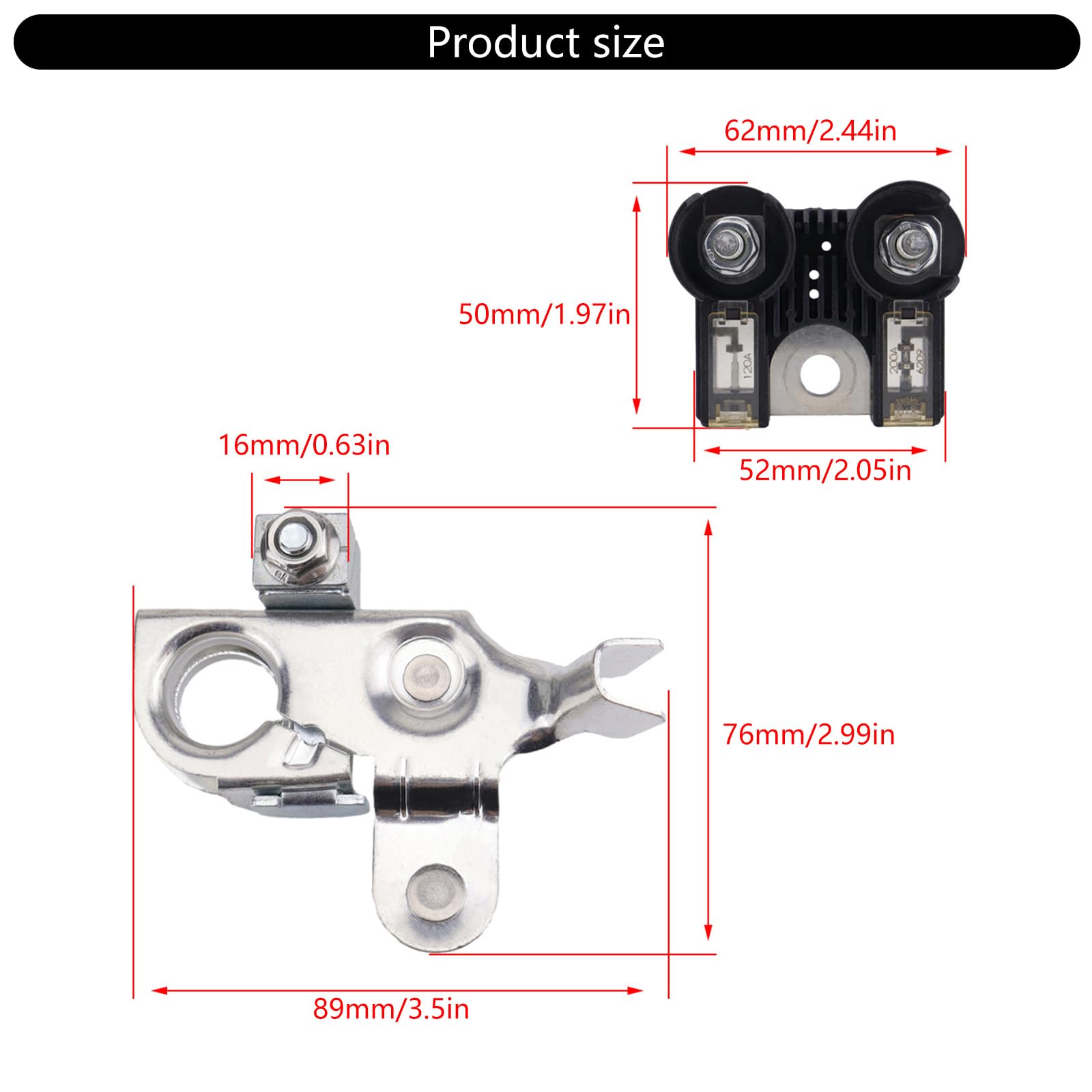 Generisch Bornes de batterie pour 11-14 accessoires de voiture, 120 200 A