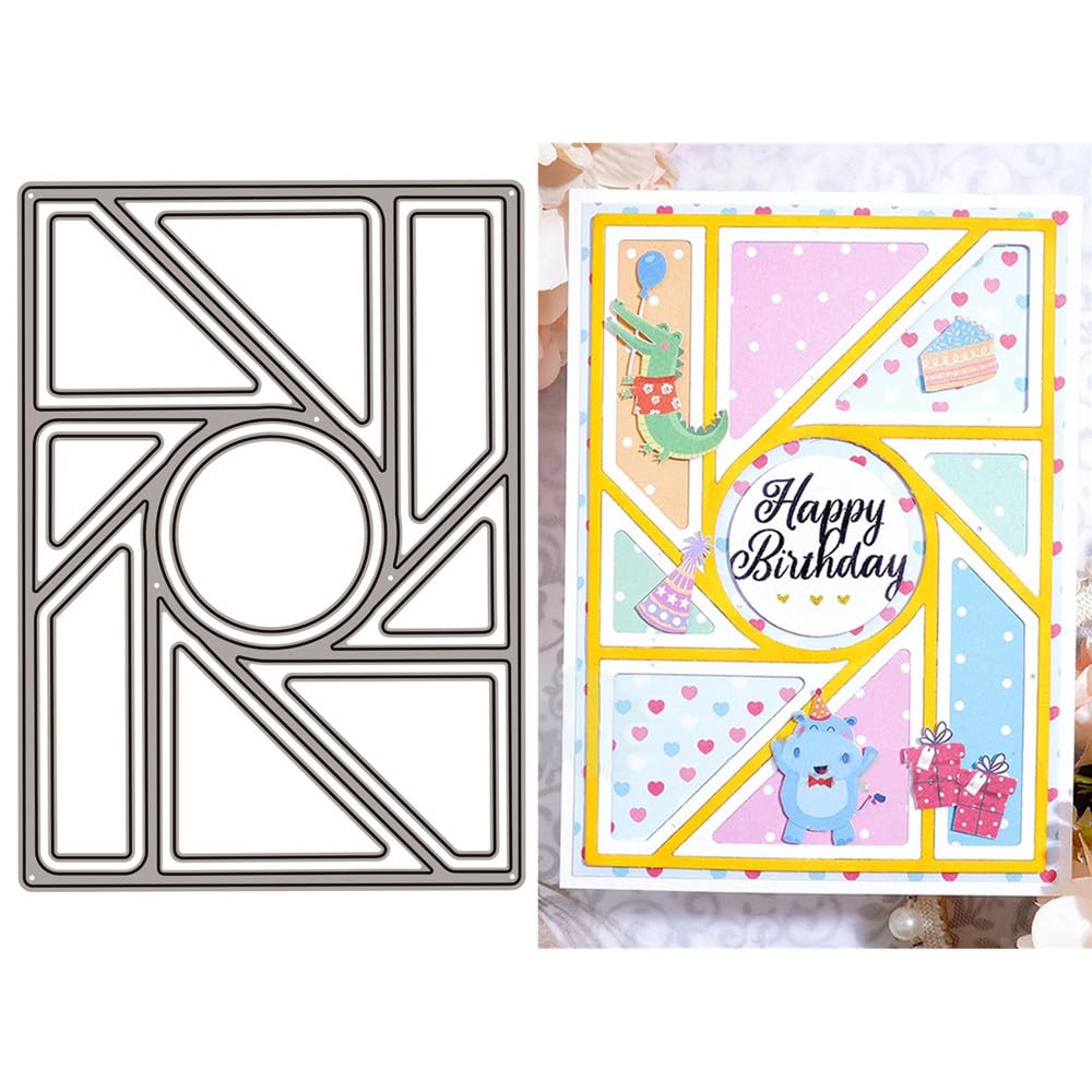 Background Die Cuts for Card Making, Splicing Geometric Metal Cutting Dies for Paper Scrapbooking, DIY Stencils for Album Party Wedding Festivals Decoration — image 1