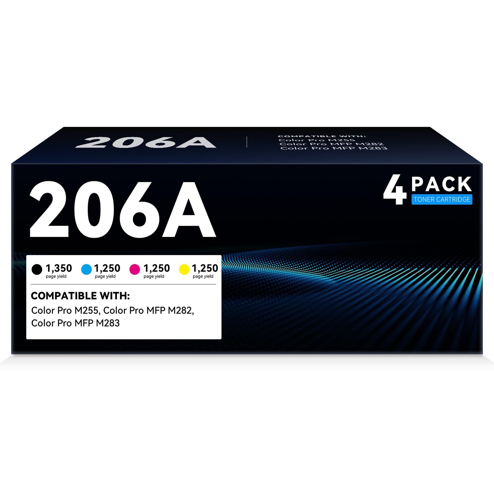 206A Toner Cartridges Set Compatible Replacement for HP 206A 206X W2110AToner Cartridges Works with HP Color LaserJet MFP M283fdw M255dw M283 M255 Printer High Yield Ink