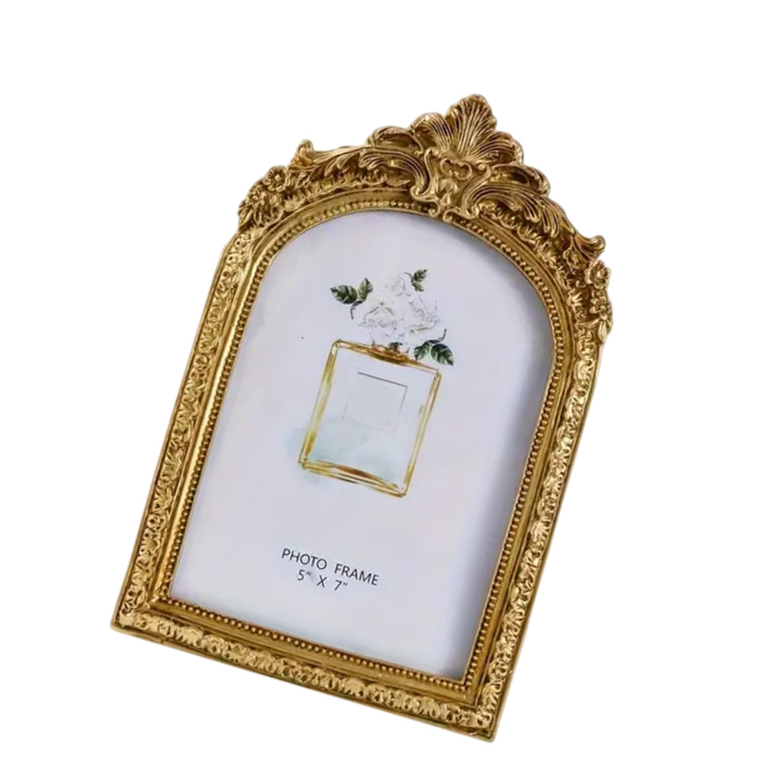 Tsophreniq Handcrafted Arched Shape Resins Pictures Frame with Detailed Carvings for Timelessly Home Decoration Pictures Frame