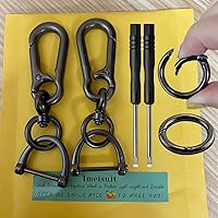 Vista 7 de 2 juegos de llavero para coche, clip para llave de coche, llavero con forma de herradura de liberación rápida con anillo en D y mosquetón redondo