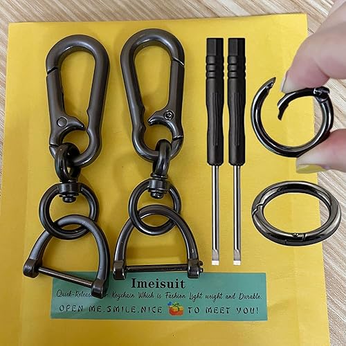 Miniatura 7 de 2 juegos de llavero de coche clip para llave de coche con forma de herradura de liberación rápida en forma de herradura soporte para llavero con