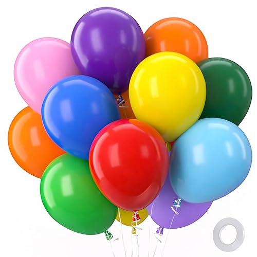 Patimate Balloons Assorted Colors 100 Pack 12 Inch Colorful Rainbow
