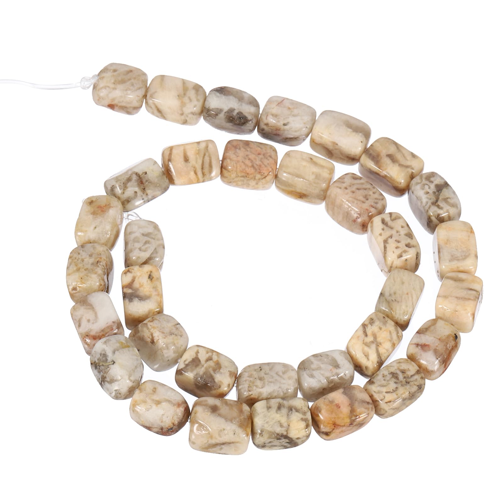 PATIKIL 12x8mm Natural Stone Gemstone Beads for Jewelry Making 1 Strand 15"/38cm Cuboid Loose Spacer Beads Crystal Agate Beads for Bracelet Necklace DIY Art Craft Khaki - Image 4